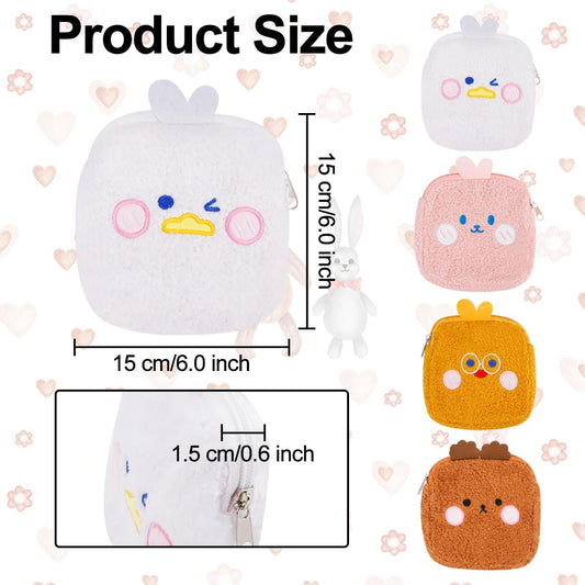 4Pcs Sanitary Napkin Storage Bag, Cute Menstrual Cup Pouch, Cartoon Nursing Pad Holder, Portable Period Bag with Zipper, Menstrual Pad Bag for Women, Girls, Tampons, Makeup, Coin(6x6 in)