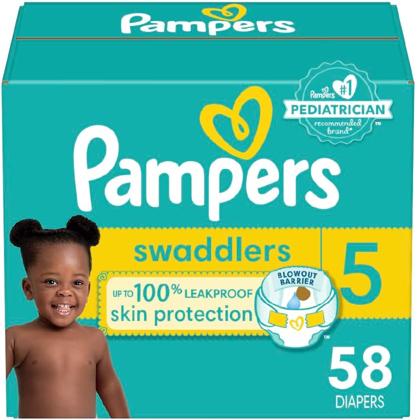 Pampers Swaddlers Diapers - Size 5, 58 Count, Ultra Soft Disposable Baby Diapers