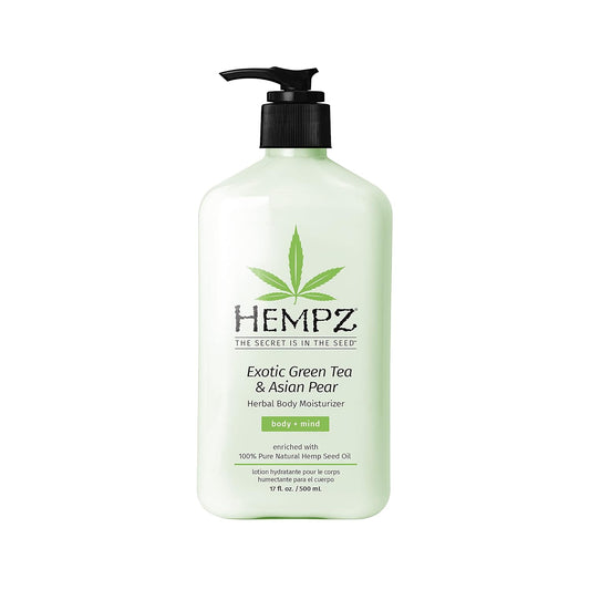 Hempz Body Lotion - Green Tea & Asian Pear Daily Moisturizing Cream, Shea Butter Body Moisturizer - Skin Care Products, Hemp Seed Oil - Large