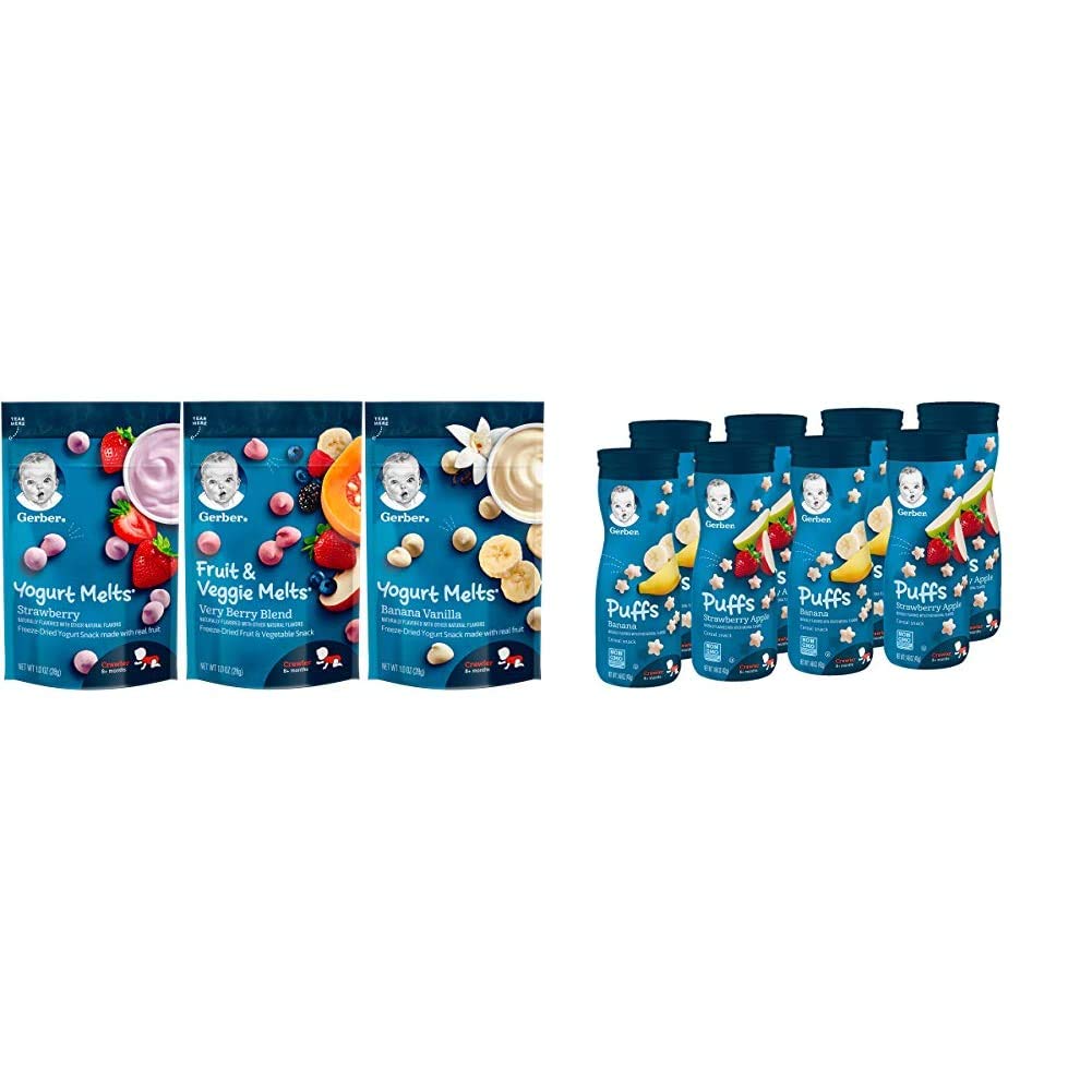 Gerber Baby Snacks Variety Pack | Gerber Snacks For Baby Variety Pack, Yogurt Melts & Fruit & Veggie Melts