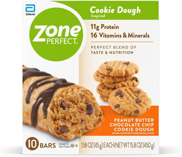 Zoneperfect Protein Bars | 11G Protein | 16 Vitamins & Minerals | Nutritious Snack Bar | Peanut Butter Chocolate Chip Cookie Dough | 20 Bars