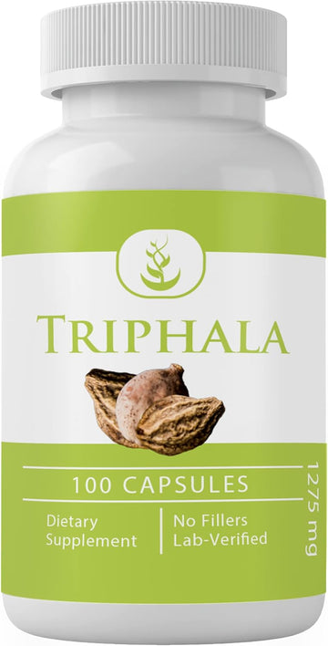 Pure Original Ingredients Triphala Powder, (100 Capsules) Always Pure, No Additives Or Fillers, Lab Verified