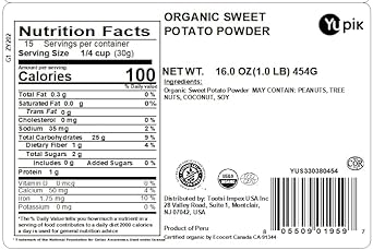 Yupik Organic Sweet Potato Powder, 1 lb, Gluten-Free, Non-GMO, Single Ingredient Flour