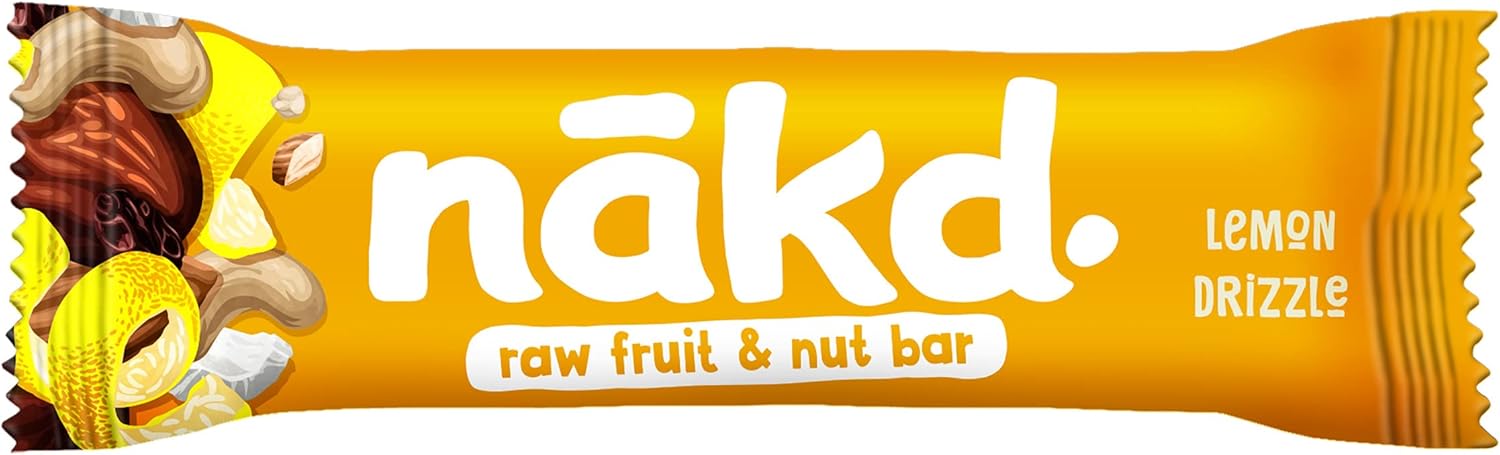 Nakd Lemon Drizzle Natural Fruit & Nut Bars - Vegan - Healthy Snack - Gluten Free - 35g x 48 bars : Amazon.co.uk: Grocery