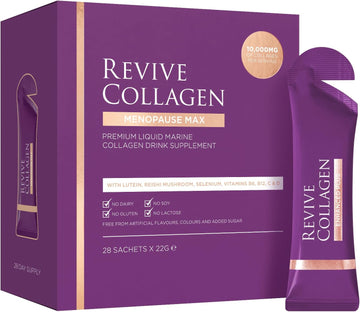 Revive Collagen Premium Menopause Range - Hydrolysed Liquid Marine Collagen Drink (28, Menopause Max)