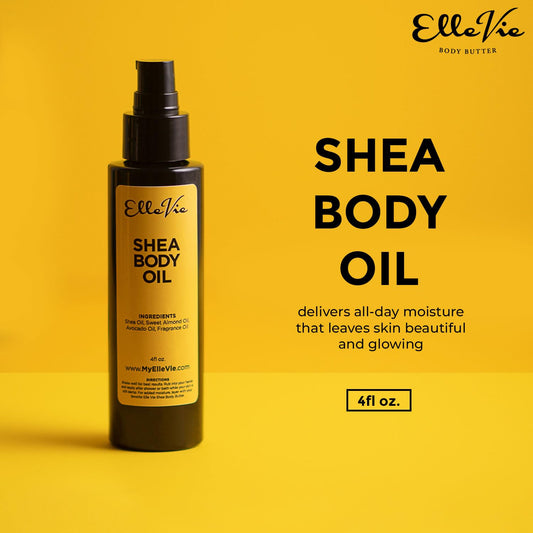 Elle Vie Unscented Shea Body Oil, Shea, Almond, Avocado Body Oil, Essential Hydrating Moisturizer Oil, Natural Massage Body Oil For Skin, (4Fl Oz.)