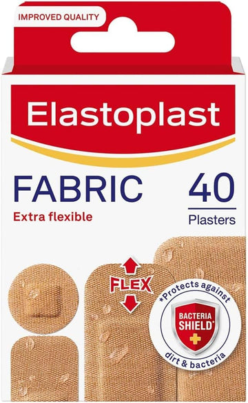 Elastoplast Extra Flexible Fabric Plaster Strips (10 X 40 Pieces), Extra Flexible, Breathable, Large Plasters
