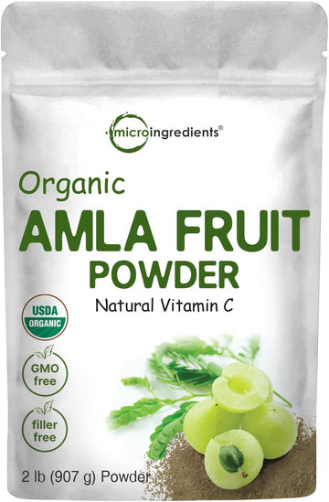 Organic Amla Powder (Amalaki) | 32oz, India Origin Gooseberry Powder | Rich in Vitamin C, Antioxidants, Supports Immune, Digestive & Skin Health, Non-GMO, Vegan & Keto Friendly