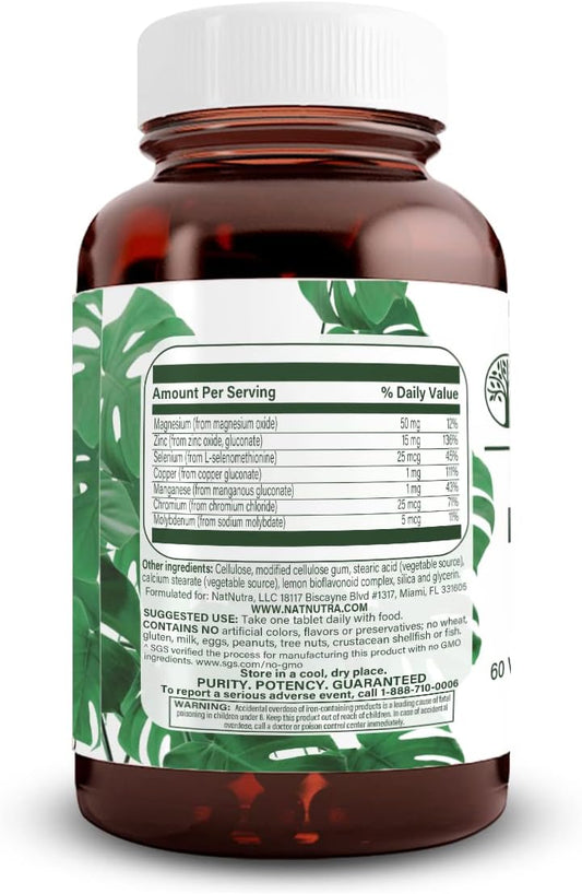 Natural Nutra Multivitamin And Mineral For Women And Men, One A Day Vitamin And Supplement, Vitamin B1, Calcium, Iron, Phosphorus, Vegetarian, Gluten-Free, 60 Easy To Swallow Tablets