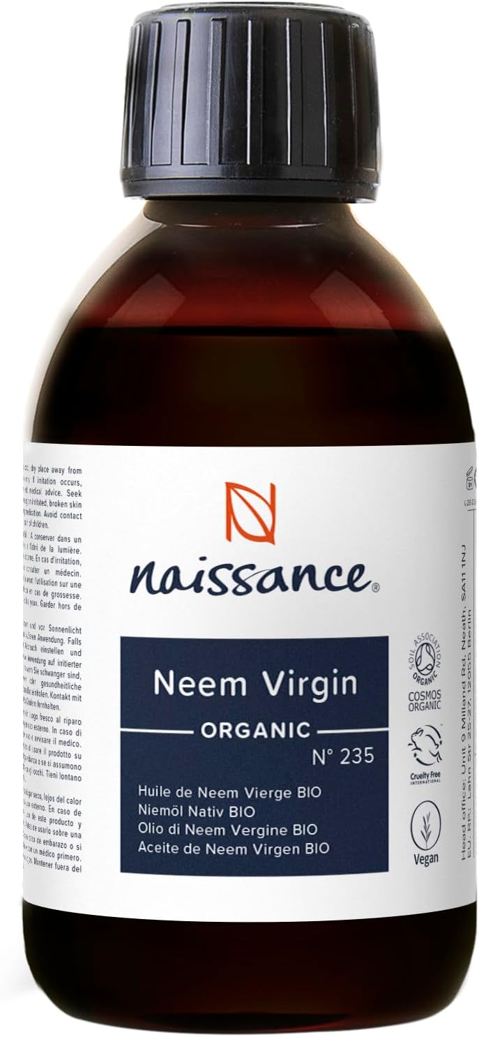 Naissance Organic Cold-Pressed Neem (no. 235) 225ml - Pure, Natural, Unrefined, Certified Organic, Vegan, No GMO