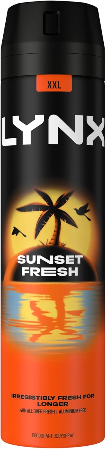 Lynx Sunset Fresh XXL Aerosol Body Spray Men's Deodorant Spray with a mango & mandarin scent for long-lasting fragrance + 48-hour all-over freshness 6x 250 ml : Amazon.co.uk: Beauty