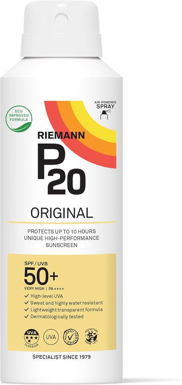 Riemann P20 Sunscreen Spf50 Multi-Angle Spray 150Ml | Long Lasting Uva & Uvb Protection For Up To 10 Hours | Highly Water Resistant
