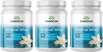 Swanson Original Whey Protein Powder With Vitamins Sports Nutrition Muscle Workout Support 2 Lbs 4.5 Ounces (1,035 G) (3 Pack)