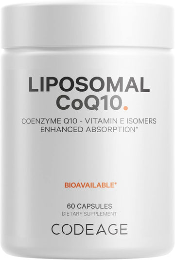 Codeage Liposomal Coq10 Supplement - Vitamin E Isomers Tocopherols - 125Mg Coenzyme Q10 - Cardiovascular, Heart, Energy Support - Liposomal For Bioavailability - 2 Month Supply Non-Gmo - 60 Capsules