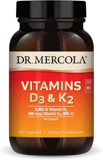 Dr. Mercola Vitamins D3 & K2, 90 Servings (90 Capsules), Dietary Supplement, Supports Immune Health, Non Gmo, Nsf Certified