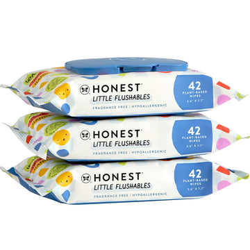 The Honest Company Plant-Based Toddler Flushable Wipes | Designed For Potty Training | 99% Water, Hypoallergenic, Ewg Verified, Safe To Flush | Fragrance Free, 126 Count