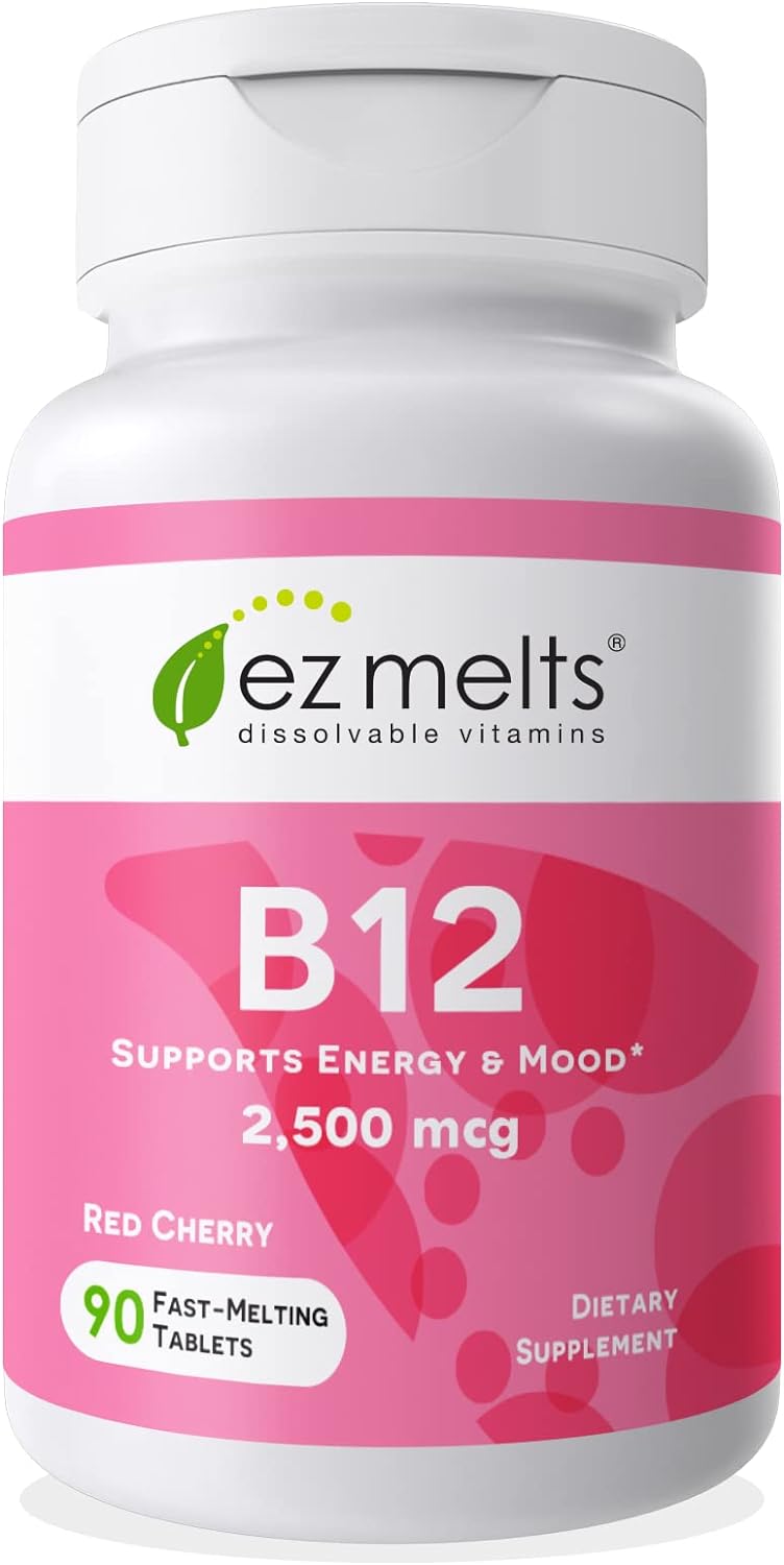 Ez Melts B12 Sublingual Vitamin 2,500 Mcg, Methylcobalamin, Sugar-Free, 3-Month Supply