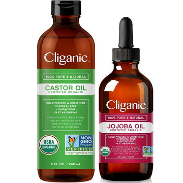 Cliganic Carrier Oils Duo: Organic Jojoba Oil And Organic Castor Oil