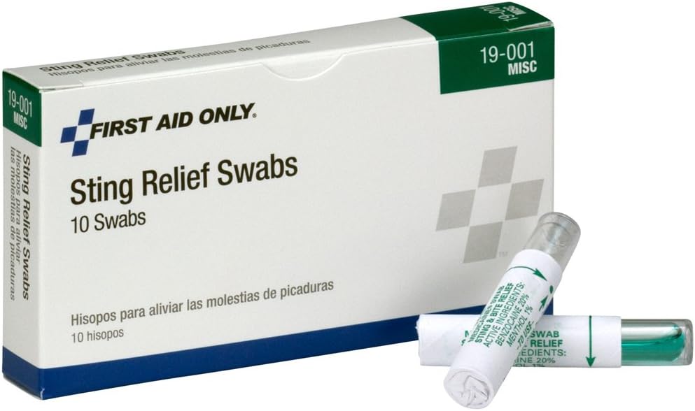 First Aid Only 19-001 Sting Relief Swabs, 10 Count