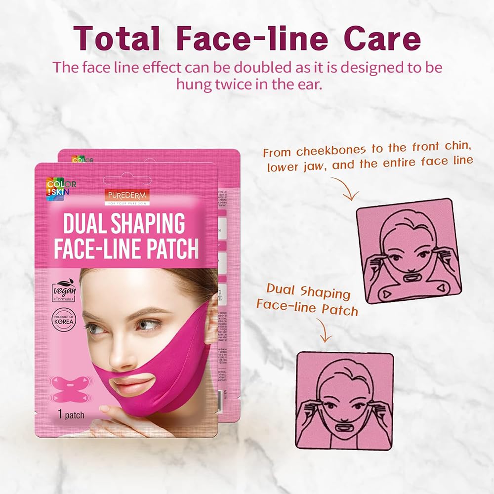 Purederm Dual Shaping Face-Line Patch (5 Pack) - V Line Lifting Mask For Total Face-Line Care