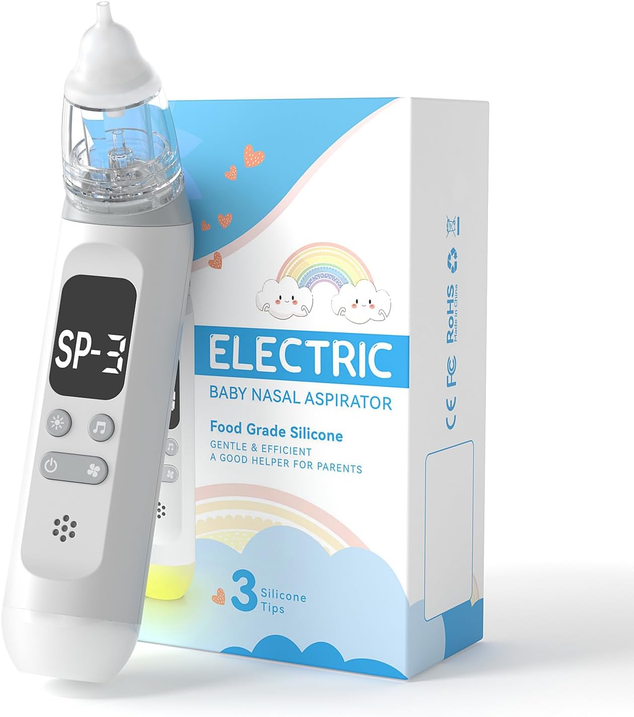 Baby Nasal Aspirator, 3 Levels Suction Electric Nose Sucker, Soothing Light & Nursery Rhymes