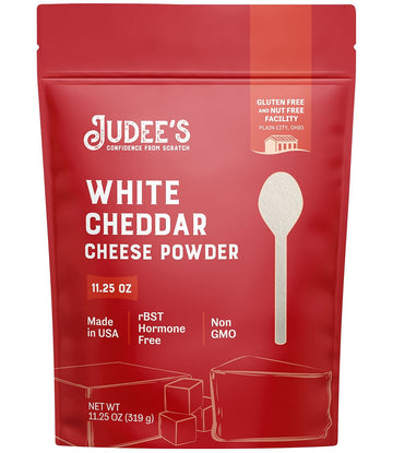 Judee’s White Cheddar Cheese Powder 11.25oz - 100% Non-GMO, rBST Hormone-Free - Gluten-Free & Nut-Free - Made from Real Cheddar Cheese - Made in USA - Great in Dips, Sauces, and Baked Goods