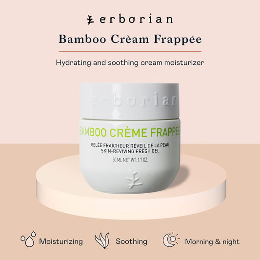 Erborian - Bamboo Creme Frappee Facial Moisturizer - Hydrating & Soothing Moisturizing Cream For Dehydrated Skin - Bamboo Waterlock Complex For Soft & Hydrated Skin - Korean Skincare - 1.7 Oz