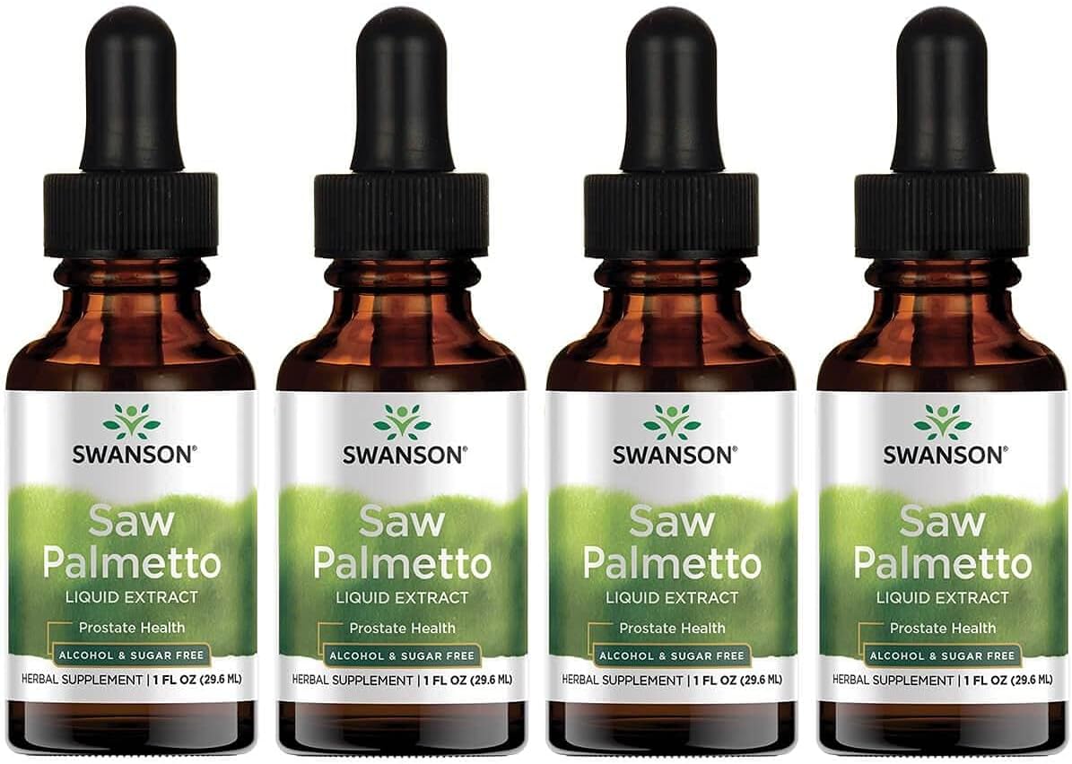 Swanson Saw Palmetto Liquid Extract (Alcohol And Sugar-Free) 1 Fl Ounce (29.6 Ml) Liquid (4 Pack)