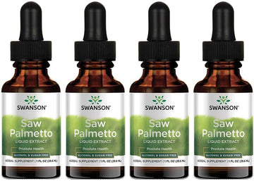 Swanson Saw Palmetto Liquid Extract (Alcohol And Sugar-Free) 1 Fl Ounce (29.6 Ml) Liquid (4 Pack)