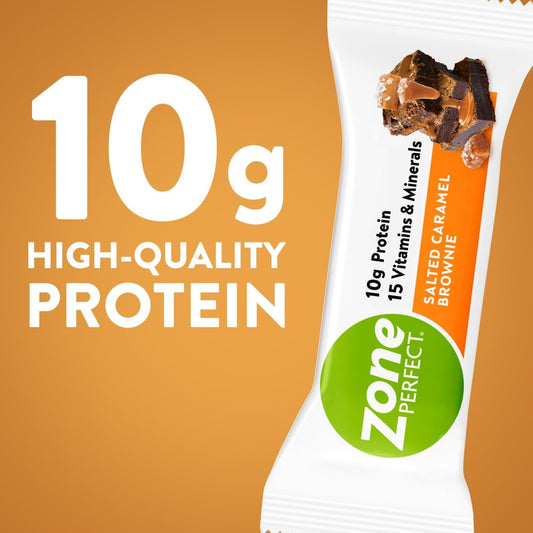 ZonePerfect Protein Bars, 10g Protein, 18 Vitamins & Minerals, Nutritious Snack Bar, Salted Caramel Brownie, 36 Bars