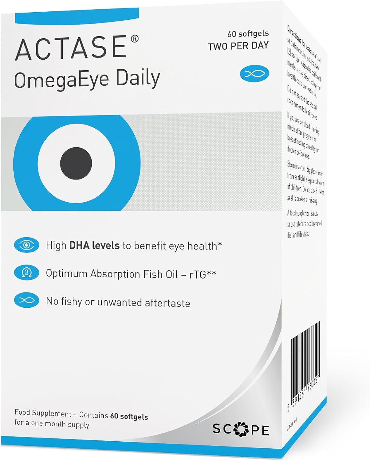 Actase Omegaeye Daily (Formerly Optase Omega Vision) - High Dha Omega-3 Eye Care Supplement To Help Maintain Healthy Vision - 60 Softgels