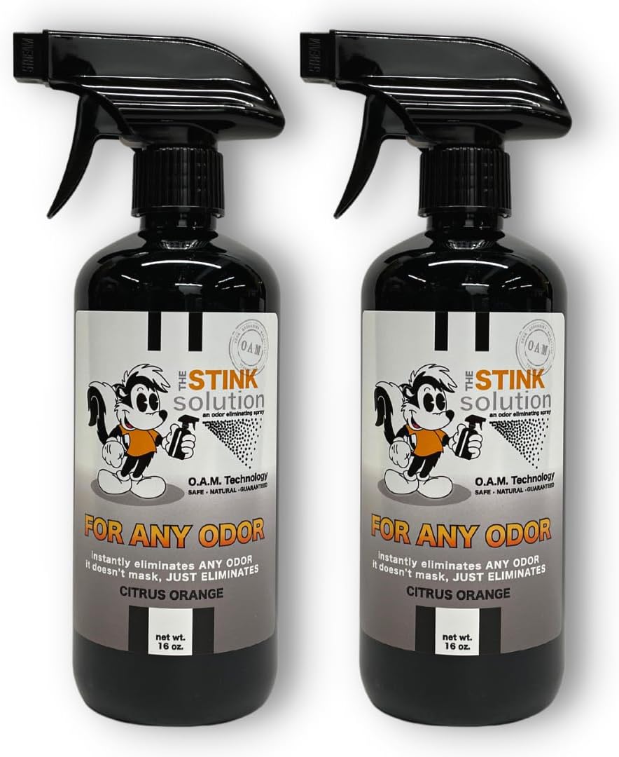 Citrus Orange For Any Odor Eliminating Spray For Sweat, Urine, & Foul Odors. Safe To Spray On Clothes, Furniture, Mattresses, Shoes, & More. Works Instantly. - 2 16 oz Bottles