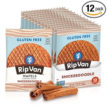 Rip Van Gluten-Free Snickerdoodle Stroopwafel, Healthy Gluten-Free Snacks, Non-Gmo Snacks, Low Sugar (6G), Low Calorie Snack, 12 Count