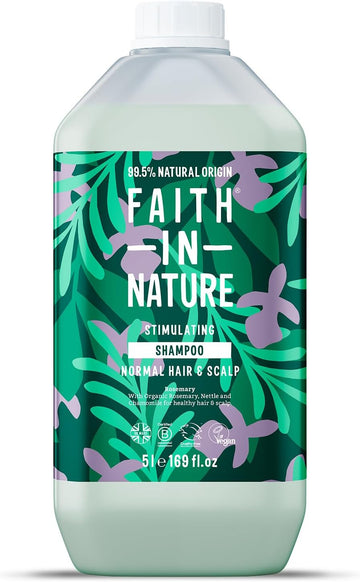Faith In Nature Natural Rosemary Shampoo, Stimulating For Normal Hair & Scalp, Vegan & Cruelty Free, No Sls, Silciones Or Parabens, 5L Refill Pack