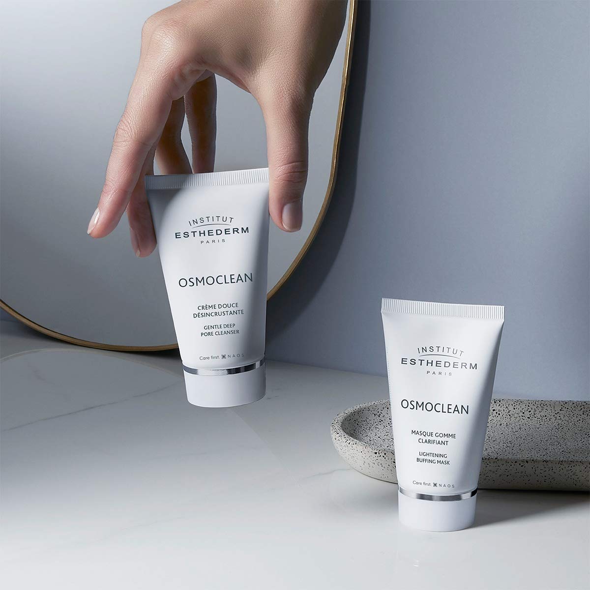 Institut Esthederm - Double Deep Cleansing Routine - Gentle Deep Pore Cleanser 75 Ml, Lightening Buffing Mask 75 Ml, Cellular Water Cream 10 Ml - Deeply Cleanse & Gently Exfoliate : Beauty & Personal Care