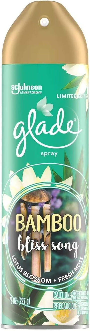 Glade Air Freshener Aerosol Spray, Bamboo Bliss Song Scent | Limited Edition - 8 Ounce Each Can (Pack of 3)