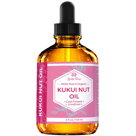 Leven Rose Kukui Nut Oil 4 Oz – Cold-Pressed And Unrefined Hair & Face Moisturizer With Dropper – Unscented Pure Face Oil For Women And Men – Nourishing & Moisturizing For All Skin Types