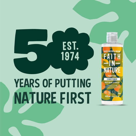 Faith In Nature Natural Grapefruit & Orange Conditioner, Purifying For Oily Hair & Scalp, Vegan & Cruelty Free, No Sls, Silicones Or Parabens, 400Ml