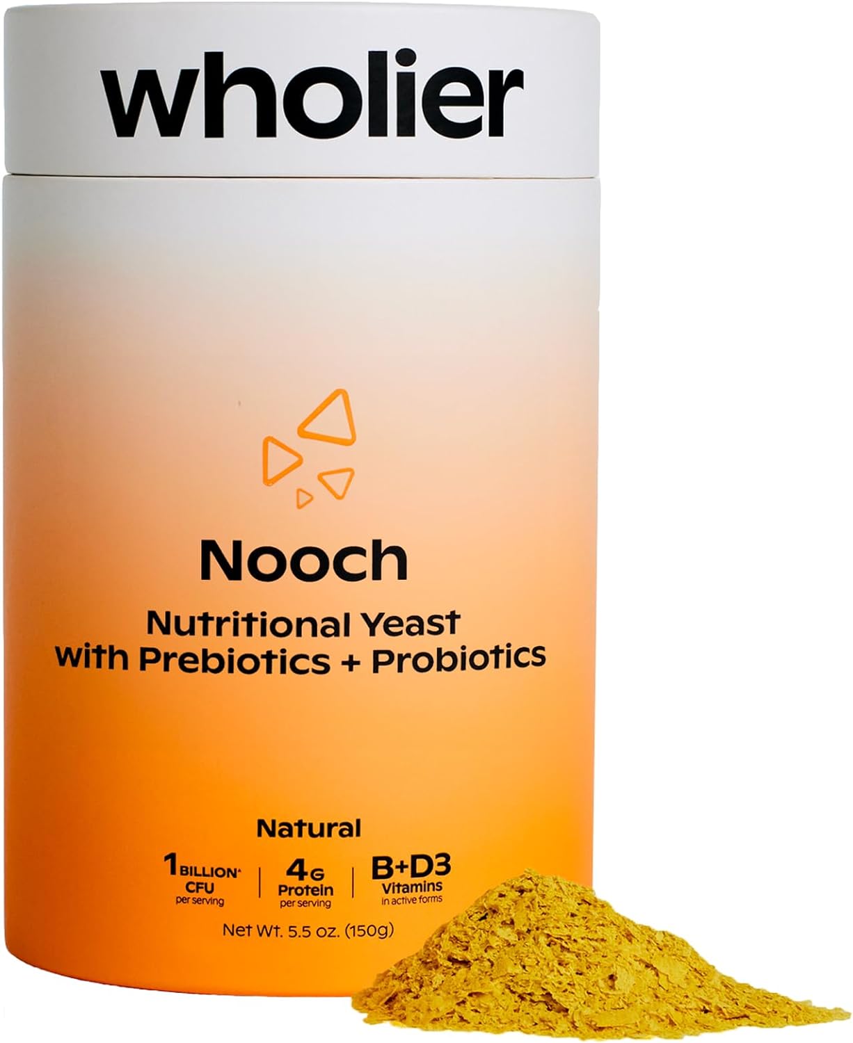 wholier Nutritional Yeast Flakes with Prebiotics & Probiotics for Gut Health. Methylcobalamin Vitamin B12 & Vitamin D3. Vegan Cheesy Seasoning. (5.3 oz.) (Natural)