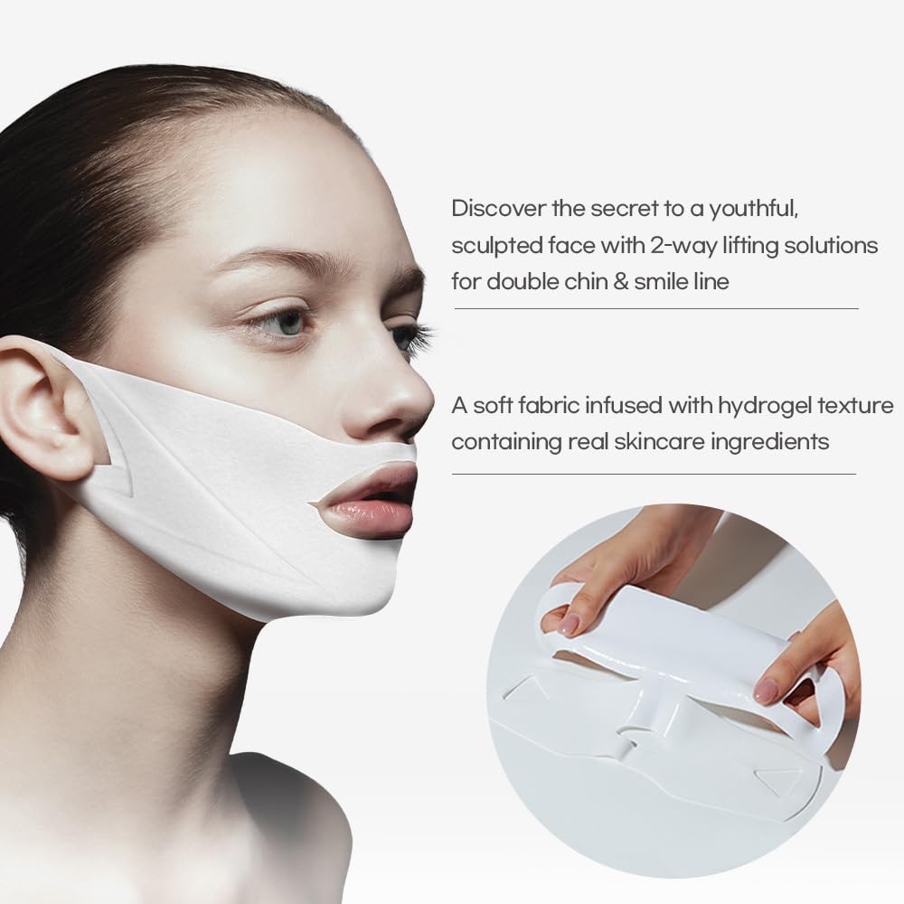 Avajar Rejuvenating Double V Mask | Double Chin Strap | Cheeks, Jowls, Jawline Shaper Face Lift | Neck Lift Mask | Chin Strap With Collagen, Niacinamide, Ceramide Np, Hyaluronic Acid | 5Pc : Beauty & Personal Care