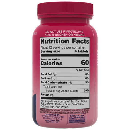 Rite Aid Glucose Tablets, Raspberry, 50 Count | Blood Sugar Support Supplements