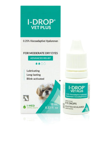 I-DROP VET PLUS: Pet Eye Drops for Dogs | Lubricate Acute/Seasonal Dry Eyes | Superior Comfort | Long-lasting Relief | Fewer Application Needed, 0.25% Hyaluronan | Multi dose Bottle | One Bottle 10 ml