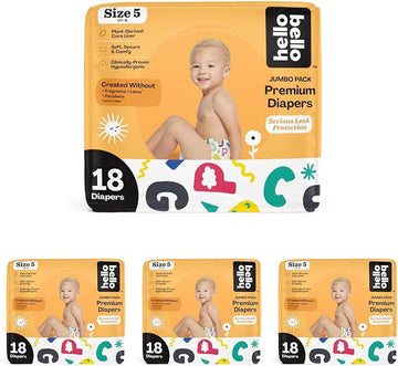 Hello Bello Premium Baby Diapers Size 5 I 18 Count Of Disposable, Extra-Absorbent, Hypoallergenic Baby Diapers With Snug And Comfort Fit I Alphabet Soup (Pack Of 4)