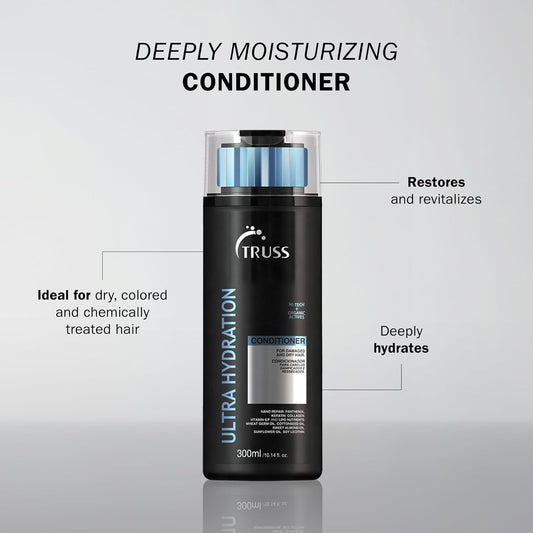 Truss Ultra Hydration Hair Conditioner - Moisturizing Conditioner For Dry Hair Repair, Shine, And Body - Color-Safe For All Hair Types + Textures - Restore Damaged Hair With Vital Nutrients (300 Ml)