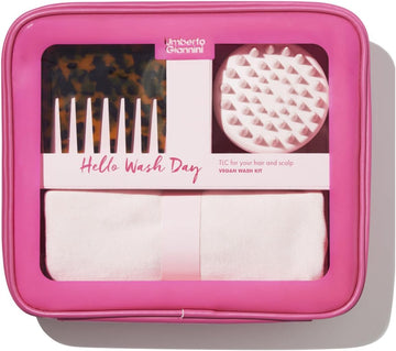 Umberto Giannini Wash Day Hair Accessories Kit - Scalp Massager Exfoliating Hair Brush, Eco Friendly Bamboo Hair Towel Wrap And Detangling Hair Comb