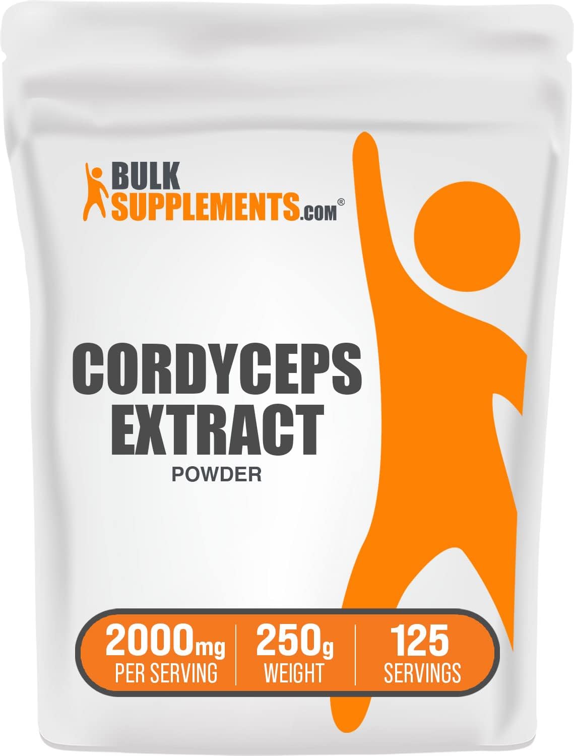 BulkSupplements.com Cordyceps Mushroom Extract Powder - Cordyceps Powder, from Cordyceps Sinensis - Cordyceps Extract, Gluten Free - 2000mg per Serving, 250g (8.8 oz) (Pack of 1)