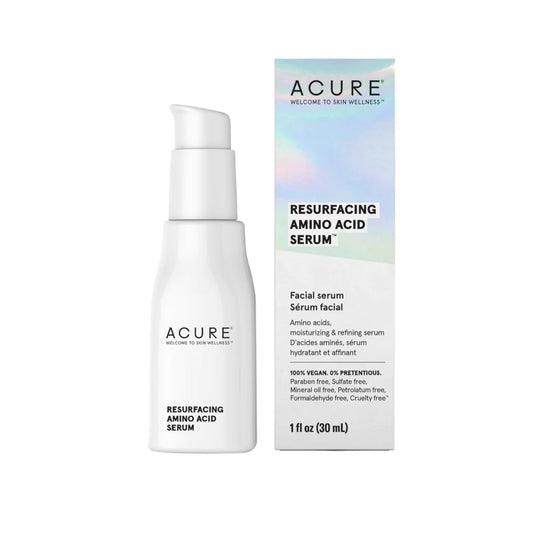 Acure Resurfacing Amino Acid Serum - Achieve Glass Glowing Skin - Moisturizing, Hydrating Serum with 10% Amino Acids - Skin Refining Formula or All Skin Types for Daily Use - 100% Vegan - 1 oz : Beauty & Personal Care