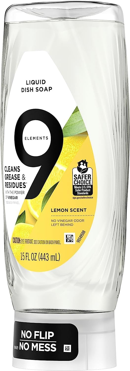9 Elements EZ Squeeze Dish Soap, Lemon Scent, 15 oz Bottles (3 Pack) : Health & Household