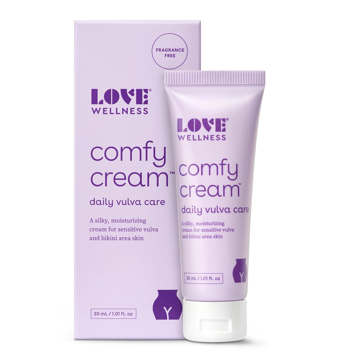 Love Wellness Vulva Moisturizer Comfy Cream | Daily Care For Dryness & Sensitive Vulva | Non-Irritating & Fragrance-Free | Intimate Feminine Hygiene Products For Women | 1.01 Oz