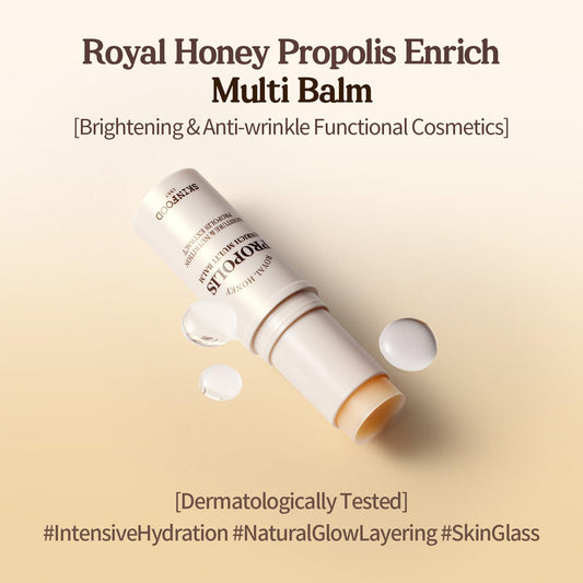 SKINFOOD Royal Honey Enrich Multi Balm 9g - Natural Glow Highlighter, Moisturizing Stick, Intense Hydration - Contains Vegetable Oil, Royal Honey Propolis Extract, Royal Jelly Extract